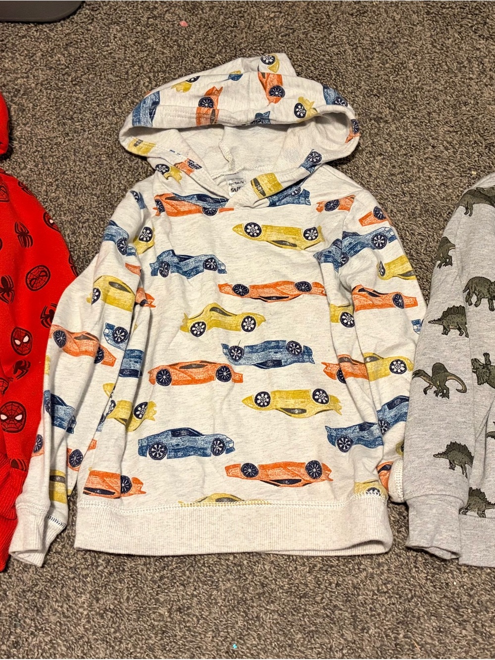 Boys Bundle of 3 Sweatshirts Spider-Man Dinosaurs Cars Size 5 5T EUC